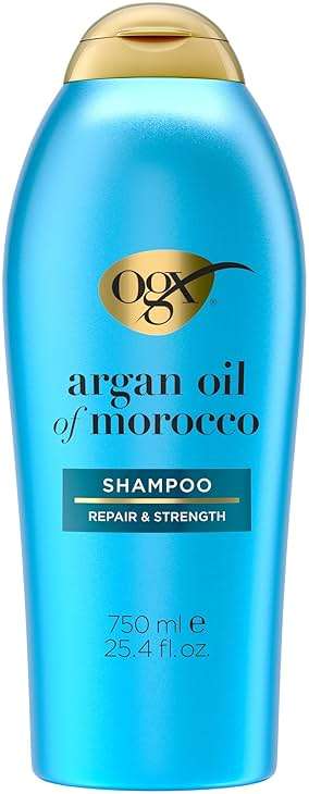 OGX Renewing + Argan Oil of Morocco Shampoo, Damage Repair Shampoo & Argan Oil to Help Strengthen & Repair Dry, Damaged Hair, Paraben-Free, Sulfate-Free Surfactants, 25.4 fl. oz - Image 1
