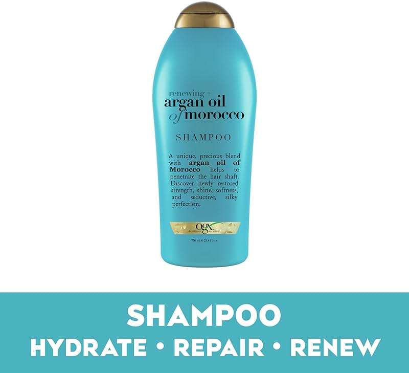 OGX Renewing + Argan Oil of Morocco Shampoo, Damage Repair Shampoo & Argan Oil to Help Strengthen & Repair Dry, Damaged Hair, Paraben-Free, Sulfate-Free Surfactants, 25.4 fl. oz - Image 9