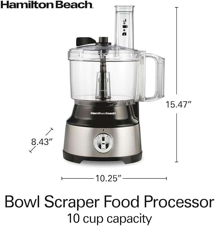 Hamilton Beach Food Processor & Vegetable Chopper for Slicing, Shredding, Mincing, and Puree, 10 Cups + Easy Clean Bowl Scraper, Black and Stainless Steel (70730) - Image 3