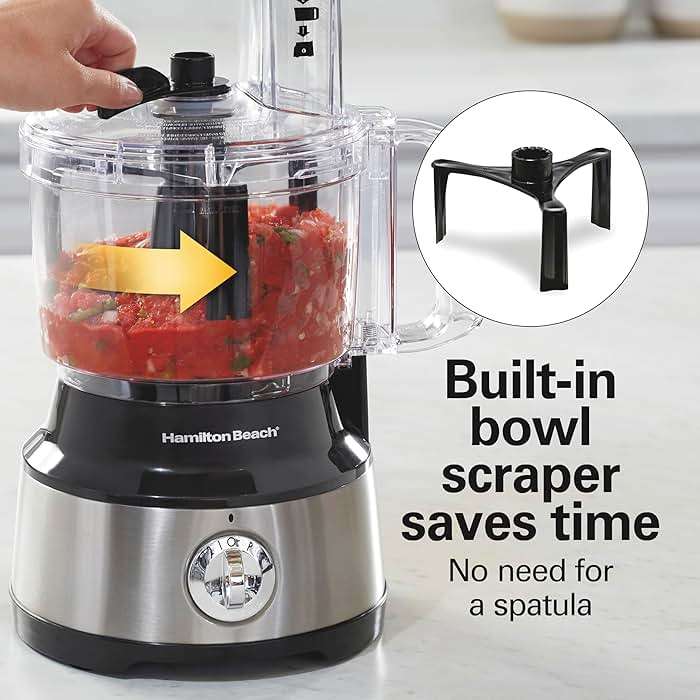 Hamilton Beach Food Processor & Vegetable Chopper for Slicing, Shredding, Mincing, and Puree, 10 Cups + Easy Clean Bowl Scraper, Black and Stainless Steel (70730) - Image 4