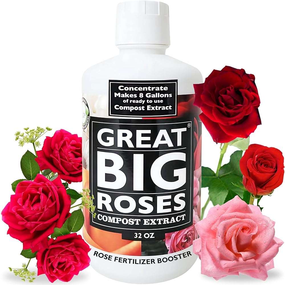 Great Big Roses and Flowers Liquid Fertilizer Booster – 70 Minerals, Compost Extract, Garden Soil Activator with Humic Acid & Seaweed, Organic Rose Bush Fertilizer Booster for More Bloom – 32 Ounce - Image 1