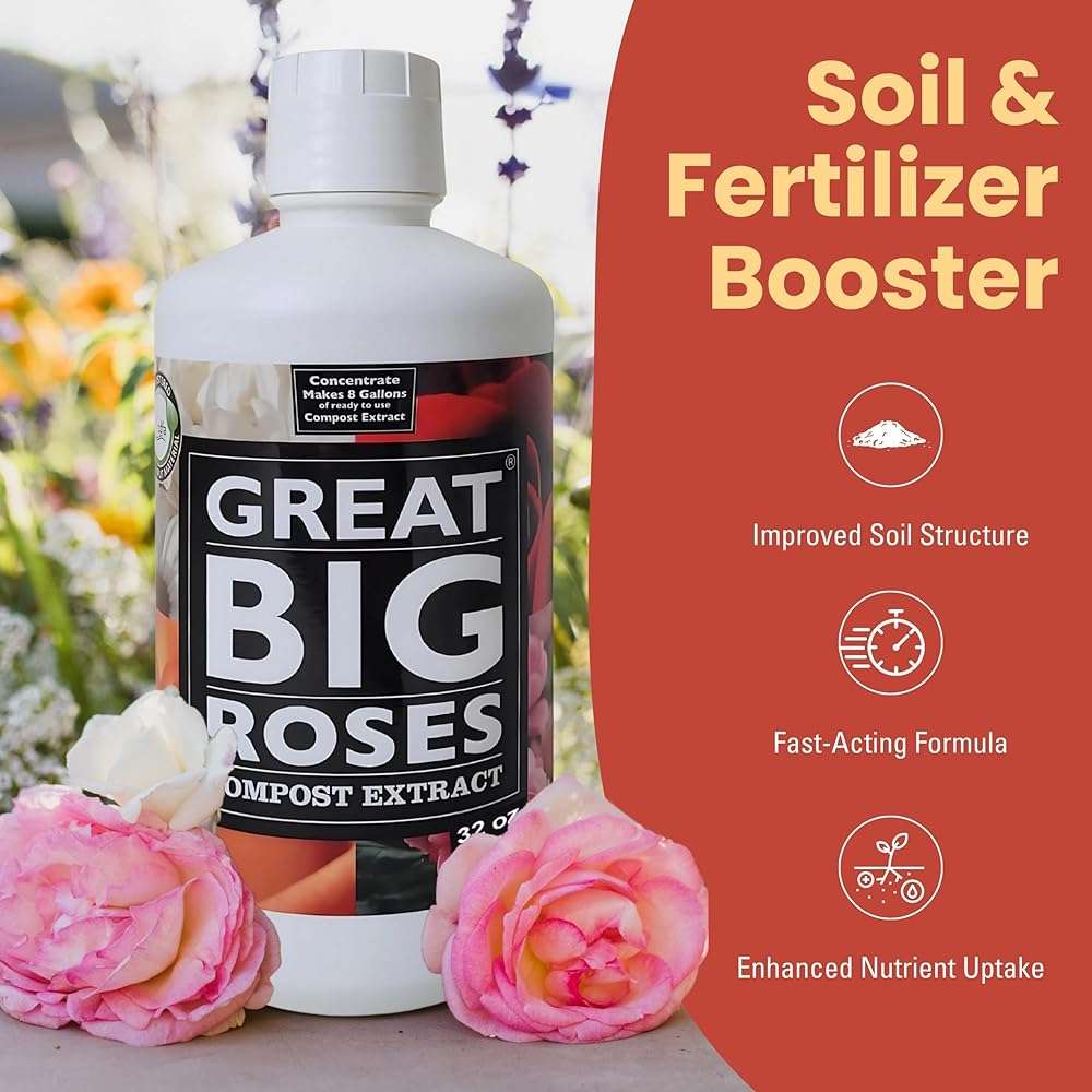 Great Big Roses and Flowers Liquid Fertilizer Booster – 70 Minerals, Compost Extract, Garden Soil Activator with Humic Acid & Seaweed, Organic Rose Bush Fertilizer Booster for More Bloom – 32 Ounce - Image 2