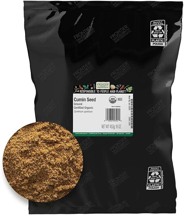 Frontier Co-op Organic Cumin Seed, 1lb Bulk Bag, Ground Cumin Seasoning - Robust Flavor - Perfect Cumin Powder for Chili, Soups, Stews, Curries & More - Image 1