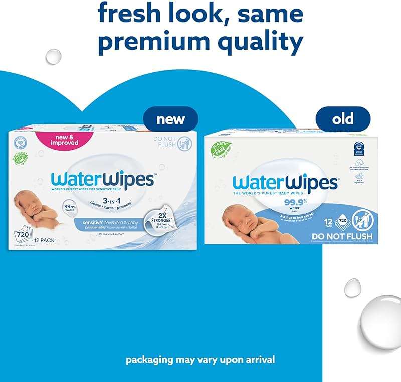 WaterWipes Sensitive+ Newborn & Baby Wipes, 3-In-1 Cleans, Cares, Protects, 99.9% Water, Unscented & Hypoallergenic, 720 Count (12 Packs) - Image 3