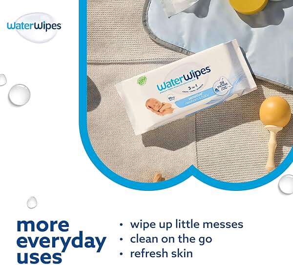 WaterWipes Sensitive+ Newborn & Baby Wipes, 3-In-1 Cleans, Cares, Protects, 99.9% Water, Unscented & Hypoallergenic, 720 Count (12 Packs) - Image 6