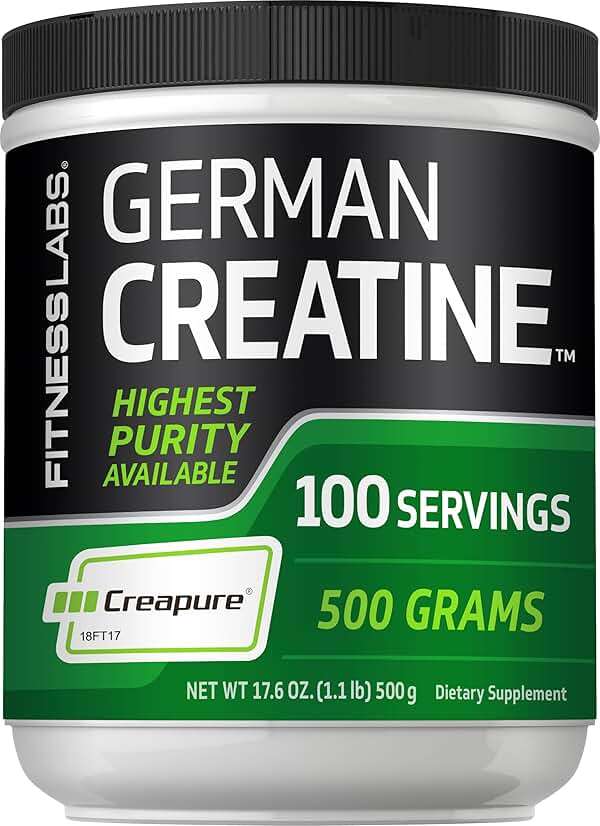 Fitness Labs German Creatine Monohydrate Powder | 500 Grams | Creapure Fitness Supplement | for Men & Women | Unflavored | 100 Servings - Image 1