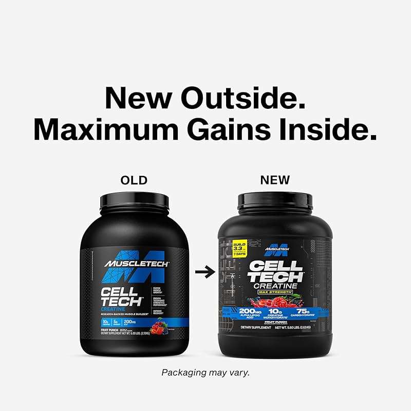 MuscleTech Creatine Monohydrate Powder - Cell-Tech Creatine Powder Post Workout Recovery Drink, Muscle Builder & Musclebuilding Creatine Supplement - Fruit Punch, 6 lbs (56 Serv) - Packaging May Vary - Image 2