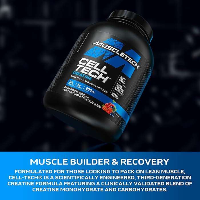 MuscleTech Creatine Monohydrate Powder - Cell-Tech Creatine Powder Post Workout Recovery Drink, Muscle Builder & Musclebuilding Creatine Supplement - Fruit Punch, 6 lbs (56 Serv) - Packaging May Vary - Image 3