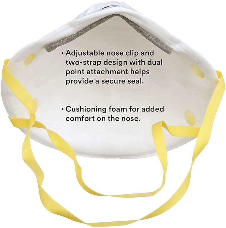 3M 8210 Particulate Respirator, N95, Pack of 20 Disposable Respirators, NIOSH APPROVED, Two-Strap Cup Style Design, Lightweight with Cushioning Nose Foam - Image 4