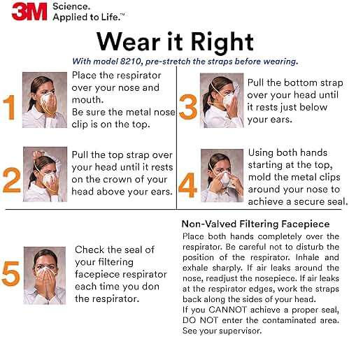 3M 8210 Particulate Respirator, N95, Pack of 20 Disposable Respirators, NIOSH APPROVED, Two-Strap Cup Style Design, Lightweight with Cushioning Nose Foam - Image 6