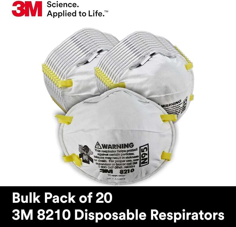 3M 8210 Particulate Respirator, N95, Pack of 20 Disposable Respirators, NIOSH APPROVED, Two-Strap Cup Style Design, Lightweight with Cushioning Nose Foam - Image 8