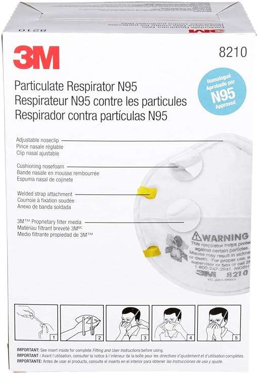 3M 8210 Particulate Respirator, N95, Pack of 20 Disposable Respirators, NIOSH APPROVED, Two-Strap Cup Style Design, Lightweight with Cushioning Nose Foam - Image 10