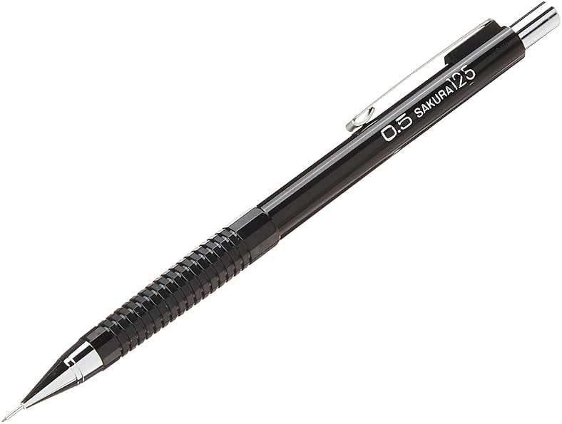 SAKURA 50297 Mechanical Pencil Fixed Sleeve 0.5-mm with 3 Erasers, Black - Image 4