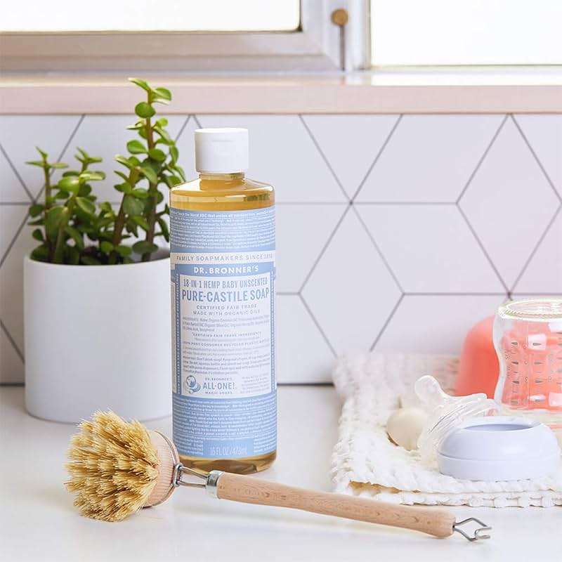 Dr. Bronner's Pure-Castile Magic Soap Liquid (Baby Unscented, 16oz) – Made with Regenerative Organic Certified Oils- For Sensitive Skin, Babies, Face, Hair, Laundry, Dishes, Hand Soap & Body Wash - Image 3