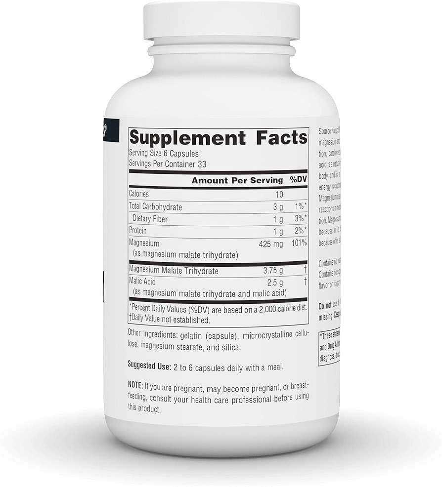 Source Naturals Magnesium Malate, Supports Muscles and Energy Production*, 3750 MG - 200 Capsules - Image 2