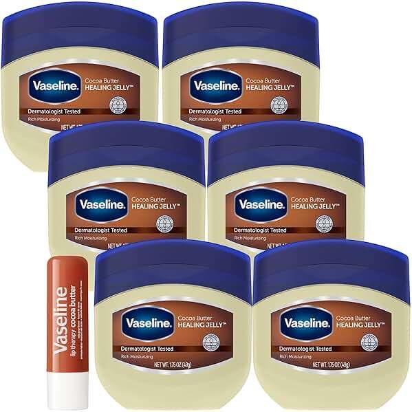 Vaseline Cocoa Butter Healing Jelly Travel-Size 6-Pack – Rich Moisturizing Ointment, Skin Protectant for Soothing Cracked, Dry Skin, 1.75 Oz Ea - Image 1