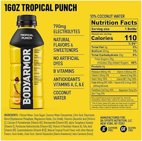 BODYARMOR Sports Drink, Tropical Punch, Electrolyte Drink Hydration, 16 Fl Oz Bottles (12 Pack), Flavored Coconut Water with B Vitamins & Antioxidants - Image 2