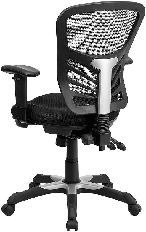 Flash Furniture Nicholas Mid-Back Swivel Desk Chair with Wheels, Mesh Back, Padded Seat, and Armrests, Adjustable Height Mesh Ergonomic Office Chair, Black - Image 14