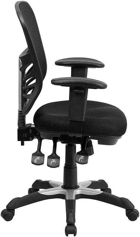 Flash Furniture Nicholas Mid-Back Swivel Desk Chair with Wheels, Mesh Back, Padded Seat, and Armrests, Adjustable Height Mesh Ergonomic Office Chair, Black - Image 15