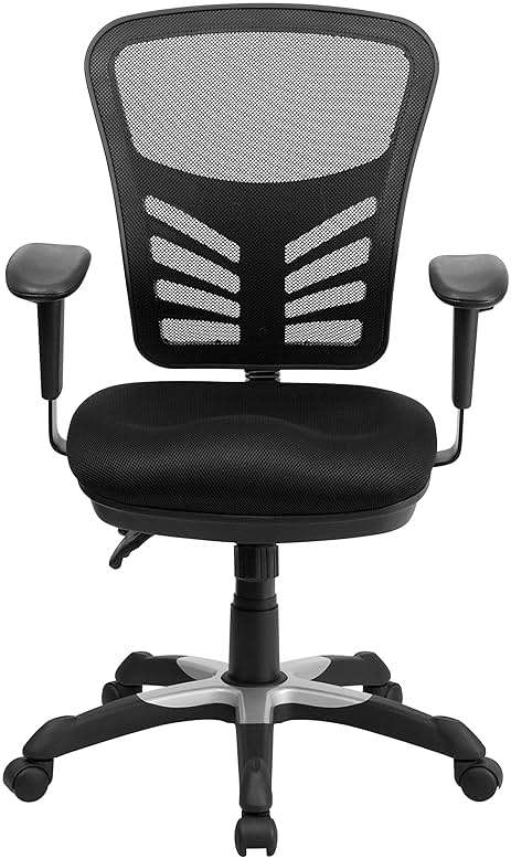 Flash Furniture Nicholas Mid-Back Swivel Desk Chair with Wheels, Mesh Back, Padded Seat, and Armrests, Adjustable Height Mesh Ergonomic Office Chair, Black - Image 16
