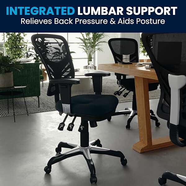 Flash Furniture Nicholas Mid-Back Swivel Desk Chair with Wheels, Mesh Back, Padded Seat, and Armrests, Adjustable Height Mesh Ergonomic Office Chair, Black - Image 10