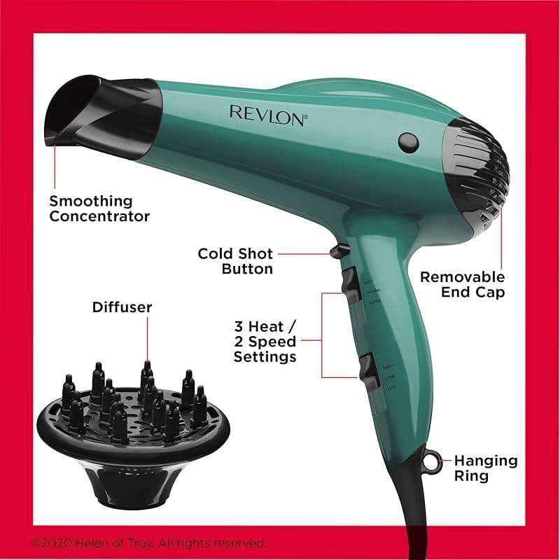 Revlon Volume Booster Hair Dryer | 1875W for Voluminous Lift and Body, (Green) - Image 6
