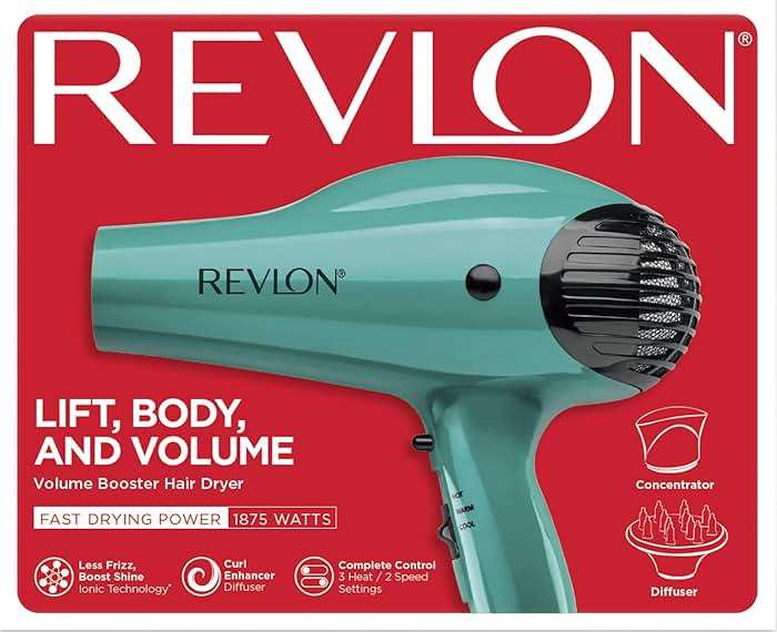 Revlon Volume Booster Hair Dryer | 1875W for Voluminous Lift and Body, (Green) - Image 7