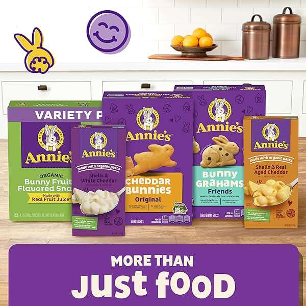 Annie's Organic Variety Pack, Cheddar Bunnies, Bunny Grahams and Cheddar Squares, 12 Pouches, 11 oz - Image 8