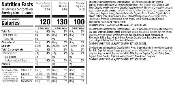 Annie's Organic Variety Pack, Cheddar Bunnies, Bunny Grahams and Cheddar Squares, 12 Pouches, 11 oz - Image 9