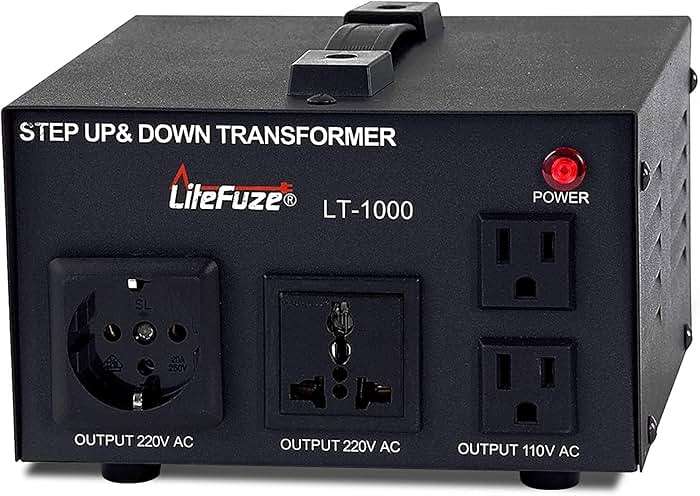 LiteFuze LT Series 1000 Watt Voltage Converter Transformer Step Up/Down - 110v to 220v / 220v to 110v Power Converter - Fully Grounded Cord - Universal Socket, CE Certified - Image 1