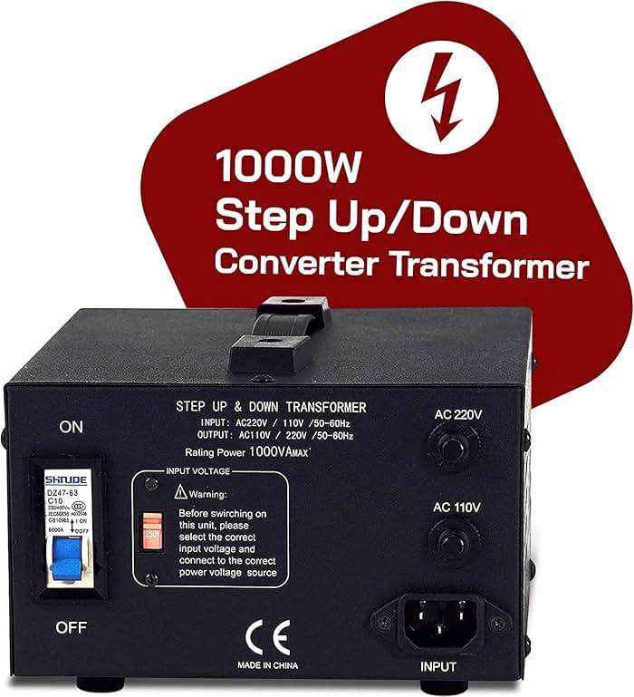 LiteFuze LT Series 1000 Watt Voltage Converter Transformer Step Up/Down - 110v to 220v / 220v to 110v Power Converter - Fully Grounded Cord - Universal Socket, CE Certified - Image 3