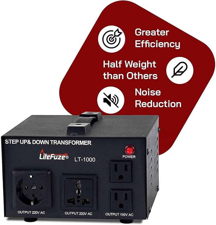 LiteFuze LT Series 1000 Watt Voltage Converter Transformer Step Up/Down - 110v to 220v / 220v to 110v Power Converter - Fully Grounded Cord - Universal Socket, CE Certified - Image 4