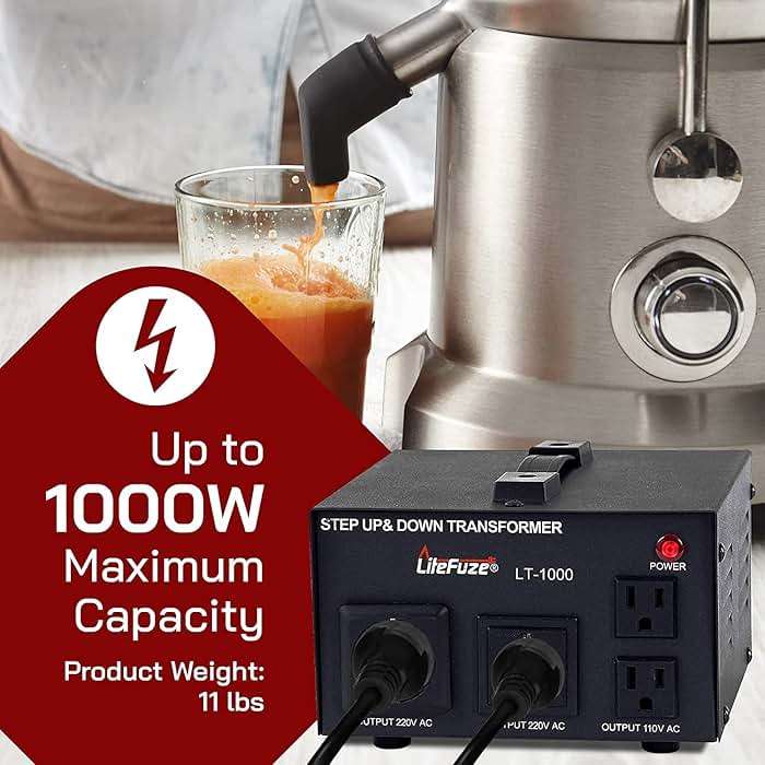 LiteFuze LT Series 1000 Watt Voltage Converter Transformer Step Up/Down - 110v to 220v / 220v to 110v Power Converter - Fully Grounded Cord - Universal Socket, CE Certified - Image 5