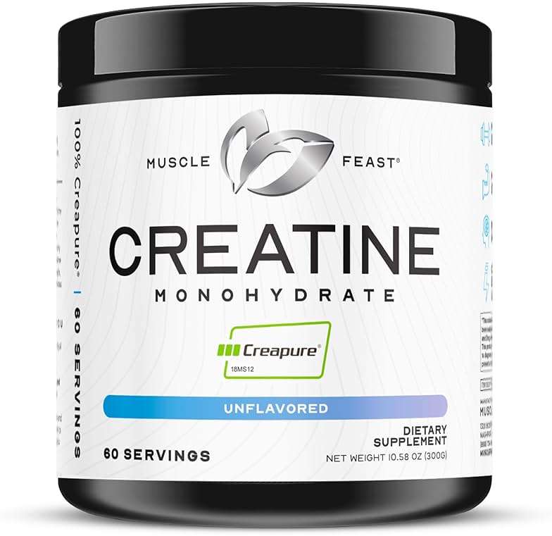 Muscle Feast Creapure Creatine Monohydrate Powder, Vegan Keto Friendly Gluten-Free, Mass Gainer, Muscle Recovery Supplement and Trusted Creatine for Muscle Growth, Creatine Powder, Unflavored, 300g - Image 1