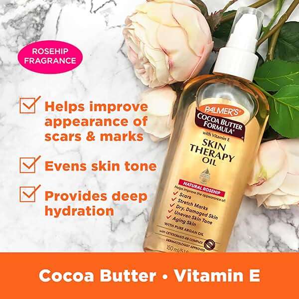 Palmer's Cocoa Butter Formula Skin Therapy Moisturizing Body Oil with Vitamin E, Rosehip Fragrance, 5.1 Ounces - Image 2