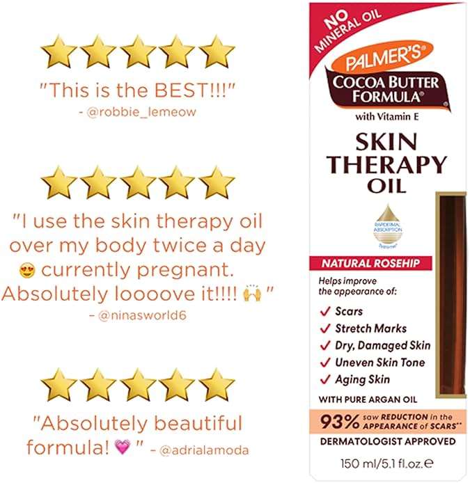 Palmer's Cocoa Butter Formula Skin Therapy Moisturizing Body Oil with Vitamin E, Rosehip Fragrance, 5.1 Ounces - Image 6