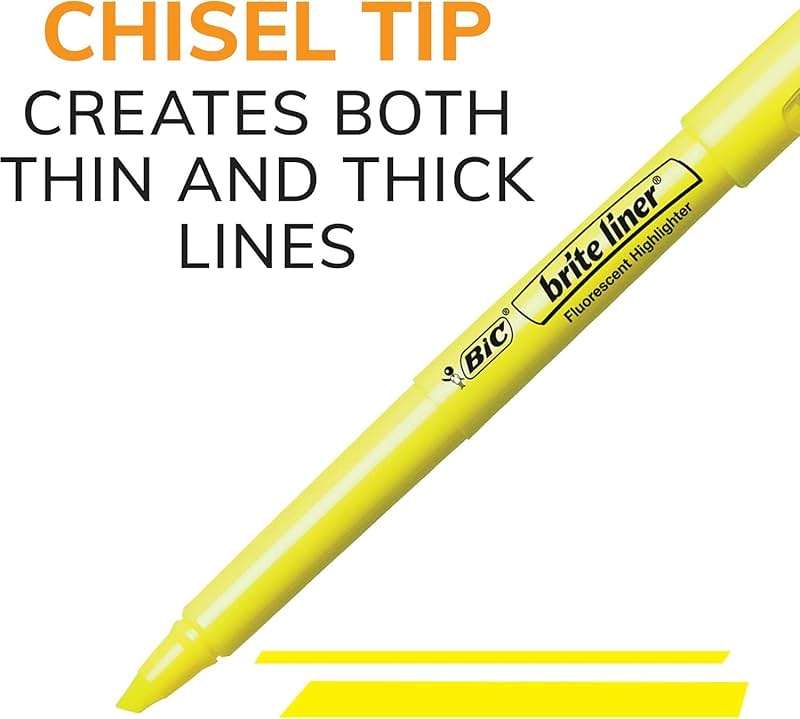 BIC Brite Liner Highlighters, Chisel Tip, School Supplies for Students and Teachers, Ideal for Notes and Textbooks, 12-Count Pack in Assorted Colors - Image 4