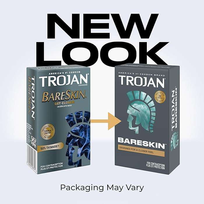 Trojan Bareskin Latex Lubricated Thin Condoms for Men, Designed For a Closer Feel, Made from Premium Latex to Help Reduce Risk of Pregnancy and Sexually Transmitted Infections (STIs), 24 Count - Image 2