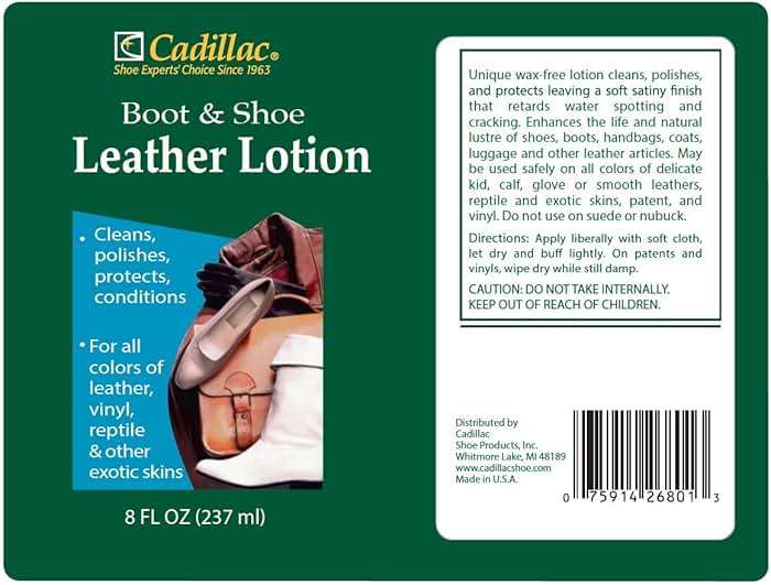 Cadillac Boot and Shoe Leather Lotion 8 Ounces - Cleans, Conditions, Protects, and Polishes Leather Footwear and Accessories - Image 2