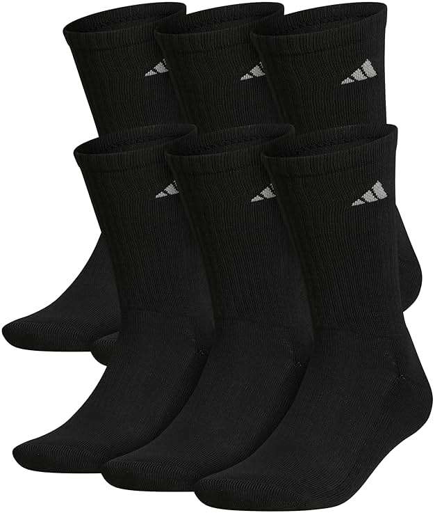 adidas Men's Athletic Cushioned Crew Socks (6 Pairs) Durable & Comfortable - Image 1