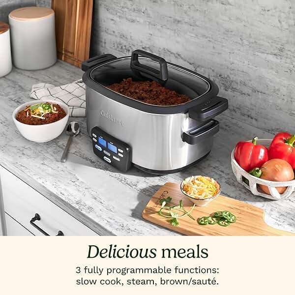 Cuisinart 3-In-1 Cook Central 6-Quart Multi-Cooker: Slow Cooker, Brown/Saute, Steamer, MSC-600 NAS, Silver - Image 2