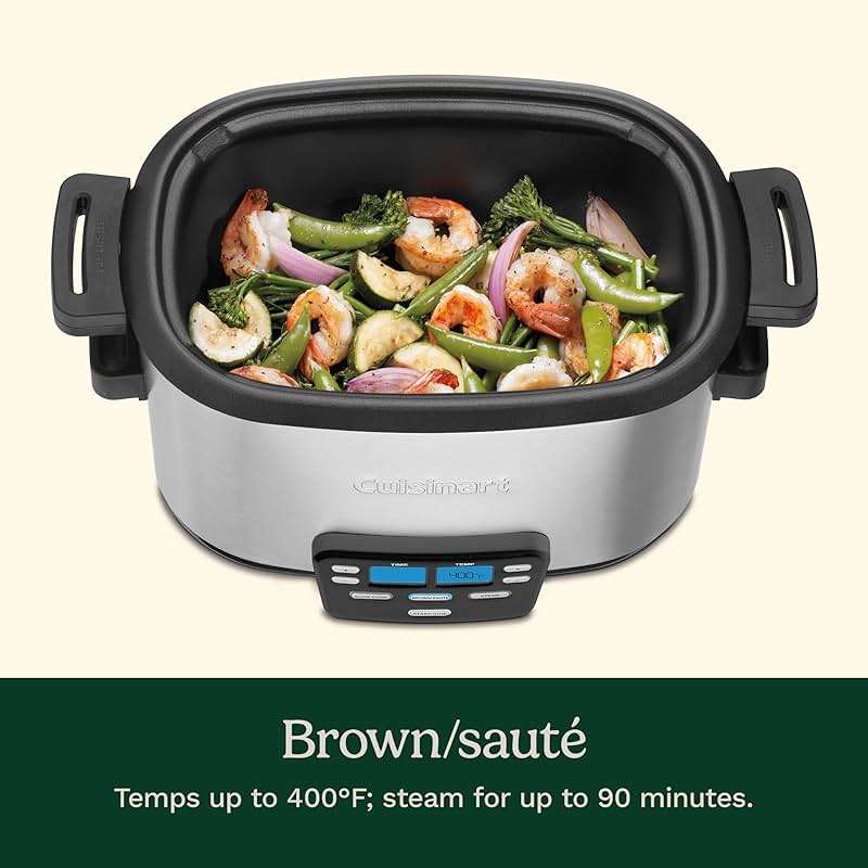 Cuisinart 3-In-1 Cook Central 6-Quart Multi-Cooker: Slow Cooker, Brown/Saute, Steamer, MSC-600 NAS, Silver - Image 5