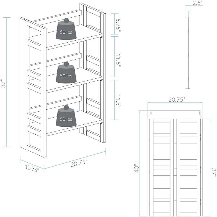 Casual Home 3-Shelf Folding Student Bookcase (20.75" Wide)-Espresso - Image 3