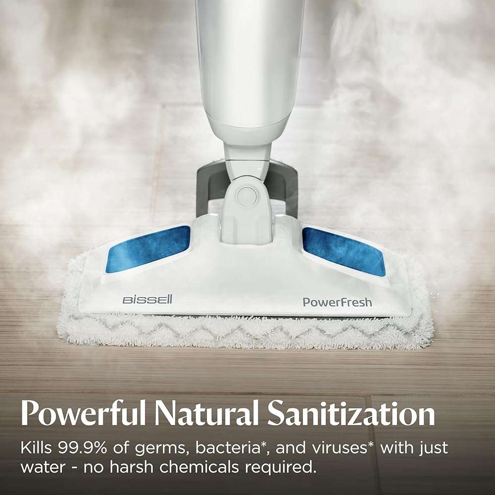 BISSELL Steam Mop 1940A PowerFresh Floor Steam Cleaner for Hard Wood & Tile with Natural Sanitization, Easy Scrubber, Variable Steam, 12” Cleaning Path - Image 2