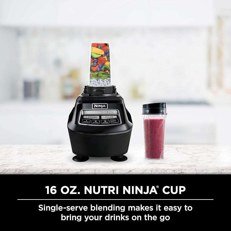 Ninja Kitchen System | 8-Cup Food Processor Bowl & 72 oz. Blender All-in-One | With (2) 16 oz. To-Go Cups | For Smoothies, Ice Crushing, Dough & More | 1500 Watt | Black | BL770 - Image 4