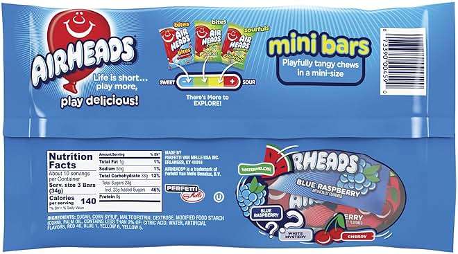 Airheads Candy Mini Bars, Assorted Flavors, Individually Wrapped Bars, Non Melting, Party, 12oz Bag - Image 4