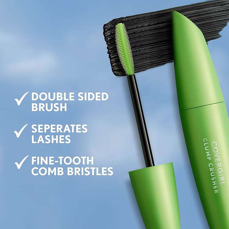 COVERGIRL Clump Crusher Mascara, 20X More Volume, Double Sided Brush, Long-Lasting Wear - 800 Very Black (Pack of 1) - Image 8