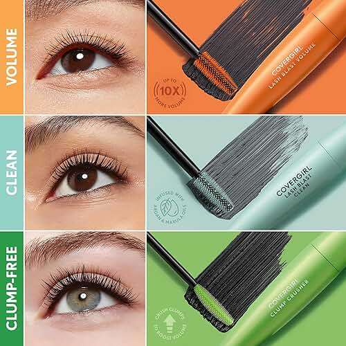 COVERGIRL Clump Crusher Mascara, 20X More Volume, Double Sided Brush, Long-Lasting Wear - 800 Very Black (Pack of 1) - Image 9