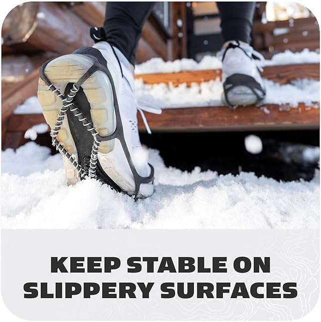 Yaktrax Walk Traction Cleats - 360-Degree Grip on Snow, Ice, & Multi-terrain Surfaces - Elastic Outer Band w/ Easy-On/Off Heel Tab & 1.2mm Zinc-coated Steel Coils - Abrasion & Rust Resistant - Unisex - Image 2