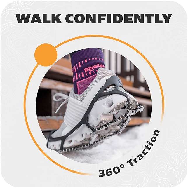 Yaktrax Walk Traction Cleats - 360-Degree Grip on Snow, Ice, & Multi-terrain Surfaces - Elastic Outer Band w/ Easy-On/Off Heel Tab & 1.2mm Zinc-coated Steel Coils - Abrasion & Rust Resistant - Unisex - Image 5
